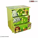 Homestyle4u Kinderkommode Kinderschrank Kinder Schrank Regal Dschungel +Schubladen grün - 2