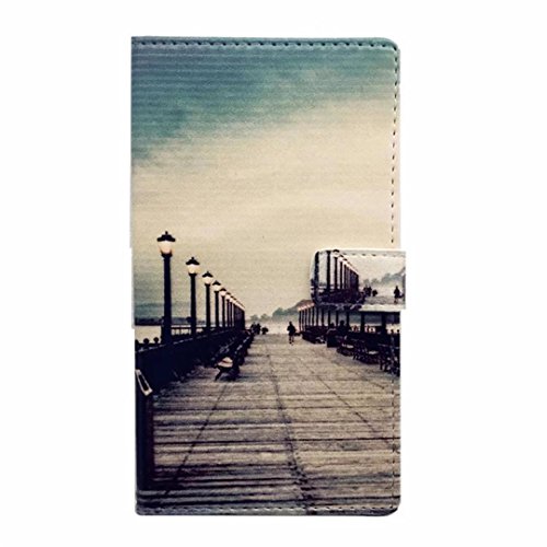 MUTOUREN Samsung Galaxy A5 (2016) Brieftasche Flip Case Cover – PU Leder Bookstyle Klapphülle Wallet Case für Samsung Galaxy A5 (2016) Portemonnaie Hülle Schutz Ultra Dünn Handy Tasche Geldboerse Schutzhülle – Lampen-Brücke und Straße + Metall Stylus Pen - 2