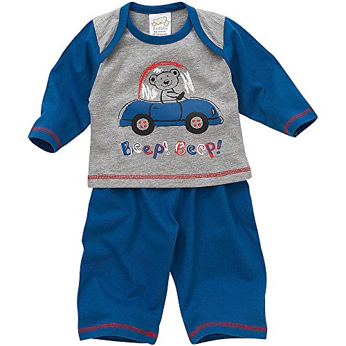 Lullaby Baby Boys Cute Teddy Beep Beep Car Long Pyjamas - Grey Marl - 0/3 Months
