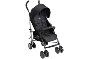 Chicco Echo Lite, Silla de Paseo Bebé Ligera, 0+ Meses-22 Kg, Respaldo Reclinable en 4 Posiciones, Asiento Espacioso, Paragolpes, Cierre Paraguas, Frenos Gemelos y Ruedas Delanteras Giratorias, Negro