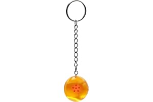 AUTOZOCO Llavero Dragon Ball Z, Llavero Bola de Dragón de 6 Estrellas, Bola 6 estrellas Dragon Ball, Esfera 6 estrellas Dragon Ball, Diámetro de la bola 3 cm, Longitud total de 10 cm, 6 Estrellas