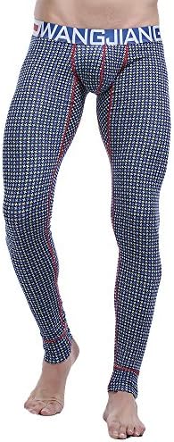 Kingsfun Men Cotton Legging Long Johns Warm Underwear Size S Blue Grid