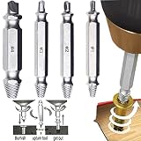 Phego Dañado extractor de tornillos, tornillo removedor y Extractor Set - Conjunto de 4 Dañado tornillo removedor