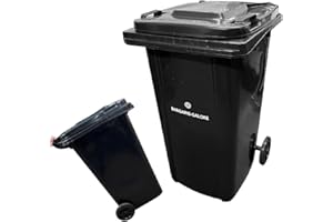 BARGAINS-GALORE 240L Black Wheelie Bin - Outdoor Garden, Household, Commercial, Industrial Standard Size Wheel Bin for Trash and Rubbish | Rubber Wheels, Council Size Waste & Recycle Bins - Large 240 Litre with Lid