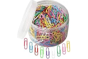 RUIX kuou 500 Pcs Coloured Paper Clips, Plastic-Coated Metal Paperclips Paper Clips Clamps with Box for Office School Stationery Document, Small Paper Clips(33mm, Assorted Color)