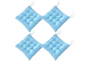 AGDLLYD AIITLLYNA - Juego de 4 Almohadillas para Silla con Lazos, Cojines para sillas de Comedor, jardín, Patio, Cocina, Comedor, 40 x 40 cm (Azul Claro)