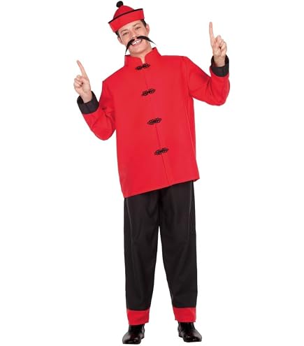 TecTake Disfraz De Chino Asiático Para Hombre – Kimono Largo Negro Y Rojo Con Cinturón, Talla XXL, Ideal Para Carnaval Y Fiestas Temáticas