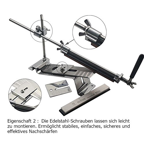 HiCollie Profi Messerschärfer Küche Knife Messerschleifer Fixed-Winkel Sharpener mit 4 Schleifsteinen - 5