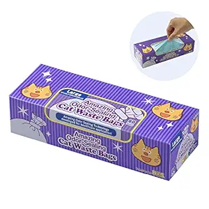 BOS , Amazing Odor-Sealing Cat Litter Disposal Bags, Unscented (60 Bags) [Size: L, Color: Light Blue]