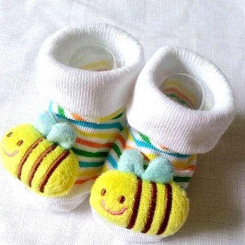 HuntGold Cute Baby Kid Toddler Newborn 3D Cartoon Short Sock Slipper Shoe Children Bootie(bee)