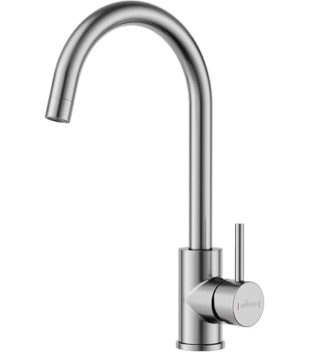 BLANCO Candor Kitchen Tap - Brushed Stainless Steel, Fixed Spout, Ceramic Cartridge, 450mm Hoses-762427