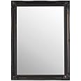 FRAMES BY POST Extra Large Shabby Chic Antique Style Rectangular Wall Mirror, High Gloss Black, 77 x 107 cm