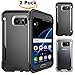 Produktbild Samsung Galaxy S7 Hülle, Unives Matt Anti-Kratzer Hartplastik Schutzhülle mit robustem weichem TPU Gel Stoßfänger Schutzhülle für Galaxy S7 (2 Stück, 1 Ganz schwarz + 1 Transparent mit grauem Stoßfänger)