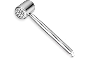 Grixz Mazo para Carne, Martillo ablandador de Carne de Acero Inoxidable Herramienta de Cocina, mazo de Carne de Dos Puntas para Carne de Vacuno, Ternera, Pollo y Pecho