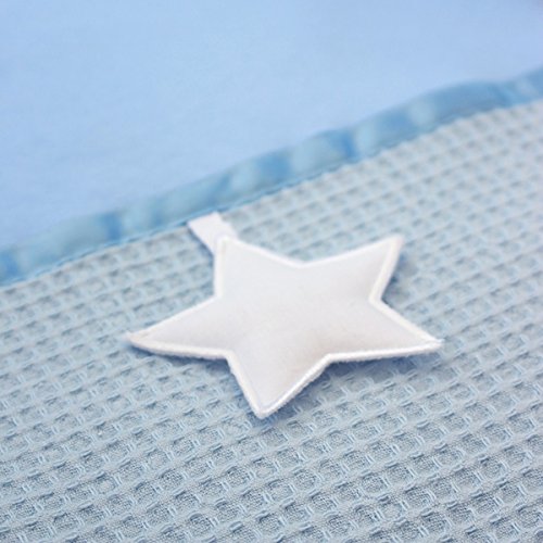 Clair de Lune Soft Waffle Star 2 Piece Rocking Crib/Cradle Quilt & Bumper Bedding Set, Blue