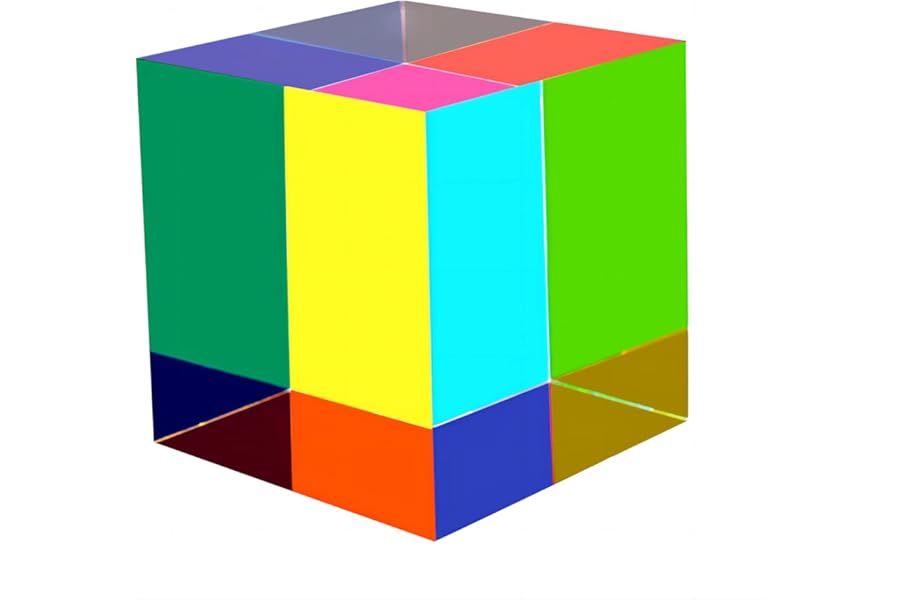 ECBANLI CMY Color Cube, 60mm (2.36 inch) Mixing Colorful CMYcube Acrylic Prism, RGB Dispersion Colour Physics Toy and Desktop Decor