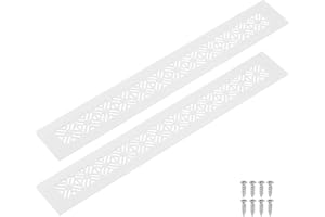 sourcing map 2Pcs Aluminum Alloy Air Vents, 350 x 50mm / 13.8 x 2" Rectangle Louvered Ventilation Grille Cover with Mounting Screws for Door Cabinet Wardrobe, White