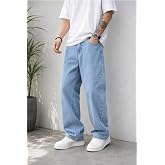 Buz Mavisi Erkek Baggy Kot Pantolon