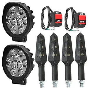 ESHOPGLEE Bike Led Fog Light 9 Led Cap 2 Pcs + 2 On/Off Switch + 4 Pcs DUK Indicator Light