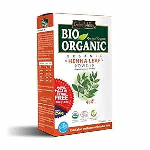 INDUS VALLEY Bio Organic 100% Organic, Natural Red Henna Leaf Powder For Hairs -( 200g+50g)