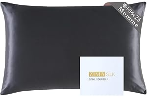ZIMASILK 25 Momme 100% czysty jedwab z morwy poszewka na poduszkę do włosów i skóry Heath, najlepszy wybór na prezent, najwyższej jakości jedwab 6A, liczba nici 900, 1 szt. (standard 50 x 75 cm, szara