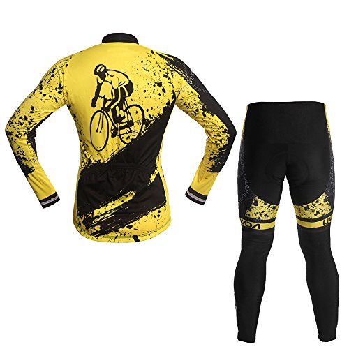Lixada Atmungsaktive Langarm Radtrikot Set Gepolsterte Hosen Radsport Bekleidung - 5