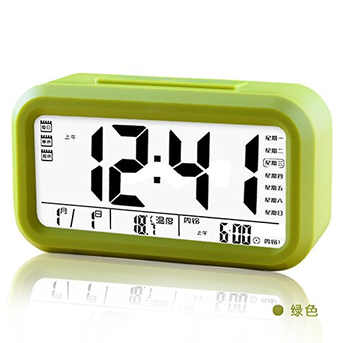 Preisvergleich Produktbild lilamins Wecker beleuchtet Elektronische Verbreitung der Wort nicht Endschalldämpfer Wecker Quartz Inlett für ältere Menschen Kinder mit Nachttischlampe, Uhr Kalender 13.8 * 8 * 34 x 22