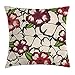 Produktbild DHNKW Floral Throw Pillow Cushion Cover by, Nature Flowers with Leaves Sketchy Like Vector Image Artwork, Decorative Square Accent Pillow Case, 18 X 18 Inches, Light Pink Burgundy and Salmon