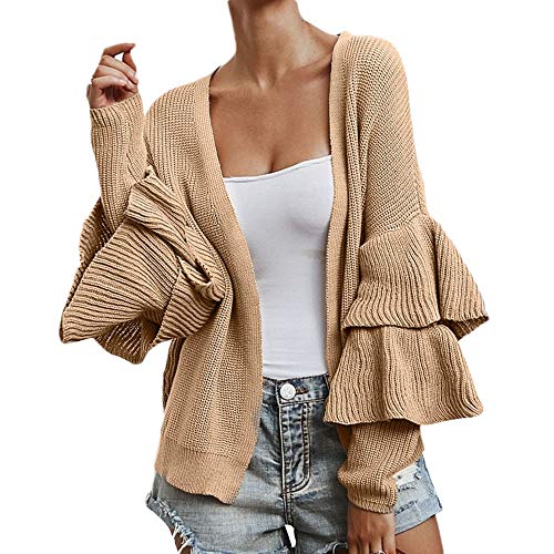 Preisvergleich Produktbild Mantel Damen,Damen Plüschjacke Langarm Mehrschicht Ärmel Strickjacke Pullover Tops,Binggong Damen Mantel