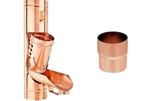 Sanitärshop Baustoffe & Sanitär Kupfer Laubfalle mit Korb 100mm - Regenrohrklappe mit entnehmbaren Laubkorb inkl. Steckmuffe zum mühelosen Verbinden bei abgeschnitten Rohren
