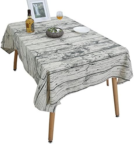 YUUVE Table Cloths Wood Printed Rectangular Tablecloths Multi-function Dining-table Cloth Cotton Linen Cover Cloth Art 35.5x35.5inch/90x90cm