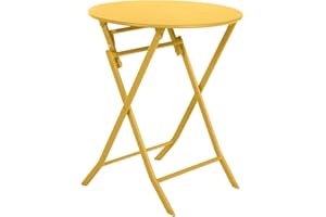 Hespéride - Mesa de jardín Redonda Plegable Greensboro Amarillo Mostaza - 2 plazas