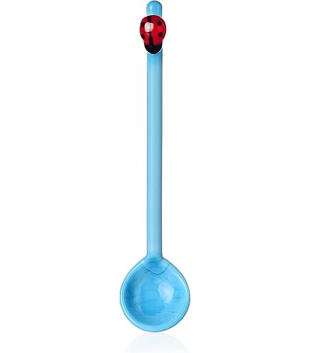 Lot De 2 Cuillères à Café Champignon Ichendorf Milano - Collection Alice, Violet Et Rose, Verre Borosilicate, Fait Main, 15 Cm
