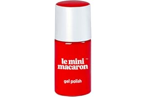 Le Mini Macaron - Vernis Semi-Permanent Rouge Coquelicot - Vernis 3 en 1, Base Coat, Top Coat et Couleur - Séchage LED - Application Facile et Rapide - Couleur Rouge Vif, Flacon 8.5ml