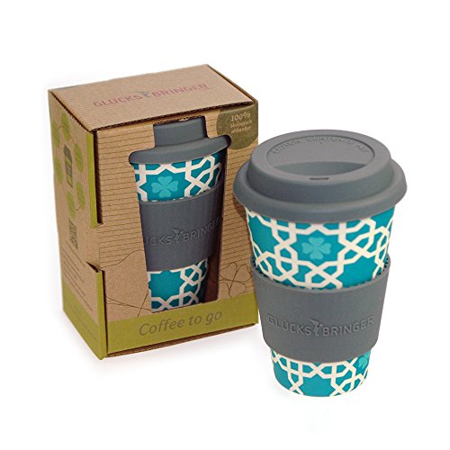 ebos Glücksbringer Coffee-to-Go-Becher aus Bambus | Kaffe-Becher, Trink-Becher | ökologisch abbaubar, recyclebar, umweltfreundlich | lebensmittelecht, spülmaschinengeeignet (Blau – Orient) - 3