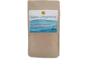HEPHBOARD Sante Bio Europe - Sulfate de magnésium (Sel d'Epsom) - 1 Kg - Utile en cas de Fatigue, Difficultés d'Endormissement, Stress, Douleurs Musculaires ou Articulaires - 99,9%