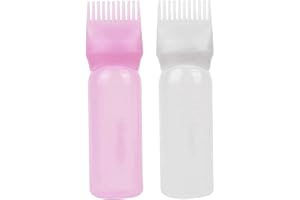 ANRTC Hair Dye Brush Bottle (2 Pcs) Root Comb Applicator Bottle Hair Colouring Dye Applicator Scalp Treatment Bottle Plastic Squeeze Bottles for Hair Colouring Dye and Scalp Treatment Hair Tools Accessories