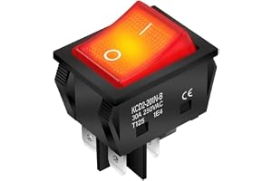 Vippströmbrytare röd 30 A 250 ~ 4 stift installationsmått 30 x 22 mm på/av-vippbrytare upplyst