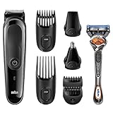 Braun MGK3060 Multi Grooming Kit - 8-in-one beard and hair trimming kit - with nose and precision trimmer attachments and Gillette Fusion ProGlide Razor