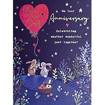Paperlink 'Mum And Dad' Anniversary Karte - Kaninchen-Design Mit Goldfolie