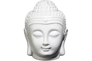 BEIHAOER Buddha Head Ceramic Hollow Aromatherapy Oven Oil Candle Burner for Yoga or Meditation Room (White)