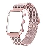 LikeItY Apple Watch Band Milanaise Loop, Edelstahl Magnetverschluss Band mit Metall für Apple Watch Series 1/2 – stoßfeste Schutzhülle Bumper Ersatz (Brustgurt 38 mm Rose Gold)