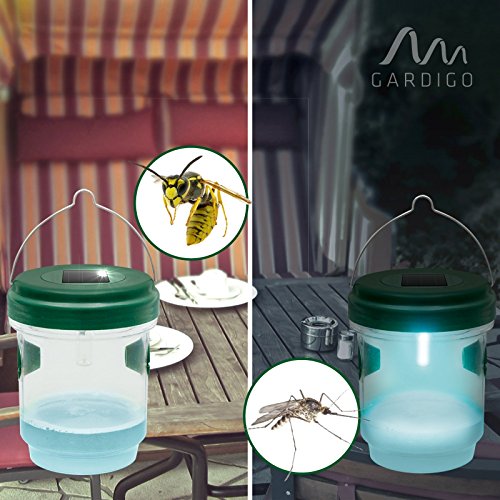Gardigo Solar Insektenfalle 2er Set 2in1 Wespenfalle und Mückenfalle mit Solar-LED-Leuchte - 2