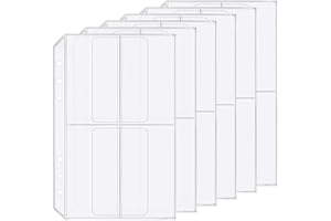 ZELTEN Paquete de 6 Carpetas A5 de 6 Agujeros con 4 Bolsillos de Plástico con 6 Agujeros para Recibos (4 Bolsillo, A5)