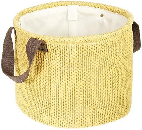 LOMOS decorative basket Svea in knit-optic with two handles in yellow (H 25cm/W 29cm)