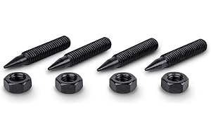 PrecisionGeek - Lautsprecher Spikes M8, Schwarz Stahl, Schwarzoxid, 8mm Durchmesser und 45mm lang, Schraubenmutter inbegriffen, Spikes Box für HiFi - 4 Stück