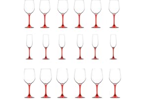 COSEDACASA Calice in vetro rosso per acqua vino o fluite/champagne da tavola natalizia 6/12 pezzi particolari ed eleganti ottima idea regalo per natale-Calice acqua-6 pezzi