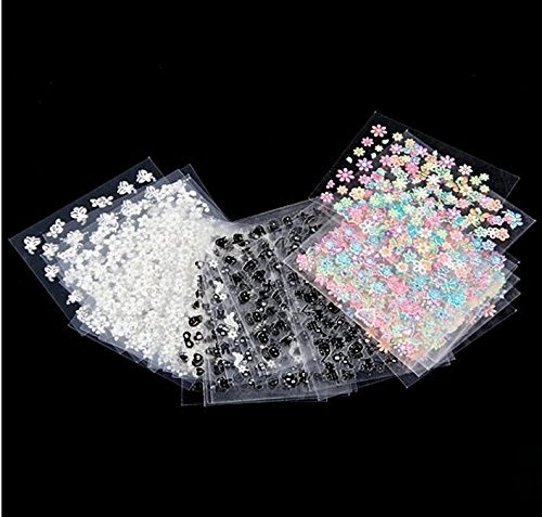 YAKO 50 Blatt 3D Nail Decals Tipp Nail Art Sticker Mix Farbe selbstklebende Aufkleber Blumendekoration - 5