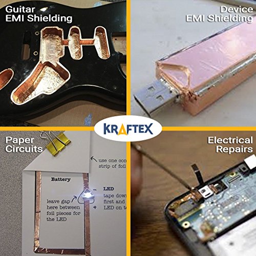 Kupfer Folie Tape mit leitfähigem Kleber (6 x 33 Meter) – Handwerk, gebeizt Glas, Löten, Elektro-Reparaturen, Erdung, EMI Schirmung – Extra Lang Value Pack – Tolles Einführungspreis - 4