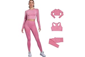 DONYKARRY 2/3set di Abbigliamento Sportivo da Palestra Senza Cuciture, Yoga Gym Leggings da Yoga a Vita alta e Reggiseno Sportivo e Top Sportivo